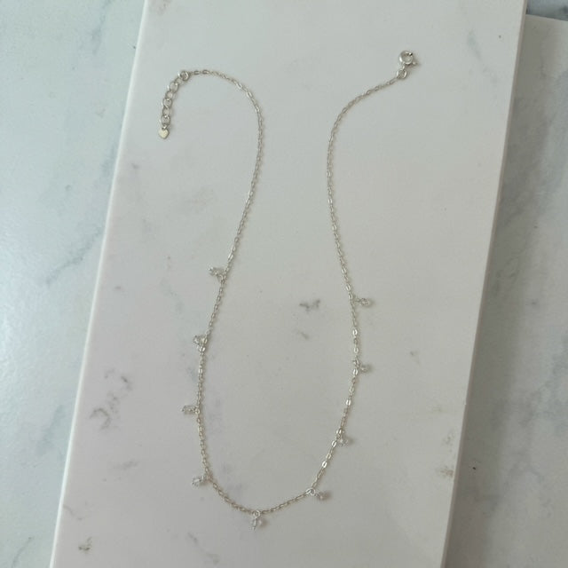 Necklace in Clear Quartz and Sterling Silver 